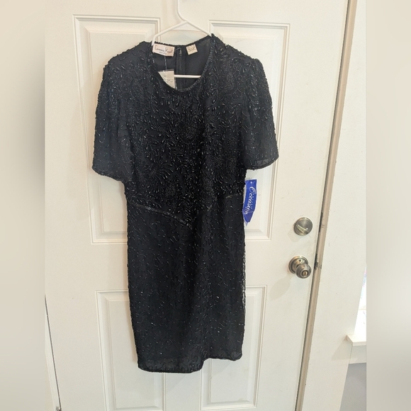 NWT Vintage Laurence Kazar Beaded Silk Dress - Picture 1 of 7